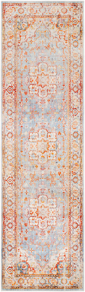 ETNEY RUG: SKY, ORANGE MULTI
