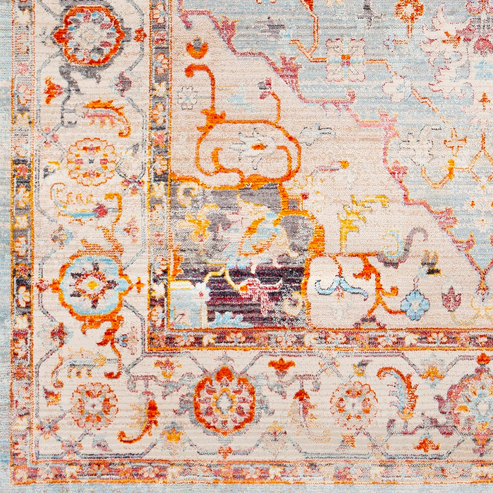 ETNEY RUG: SKY, ORANGE MULTI