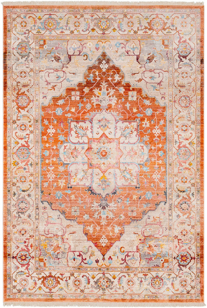 ETNEY RUG: SKY, ORANGE MULTI