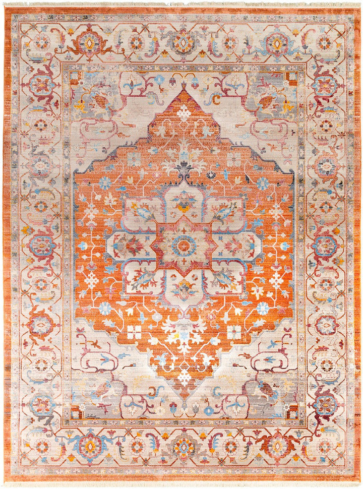 ETNEY RUG: SKY, ORANGE MULTI