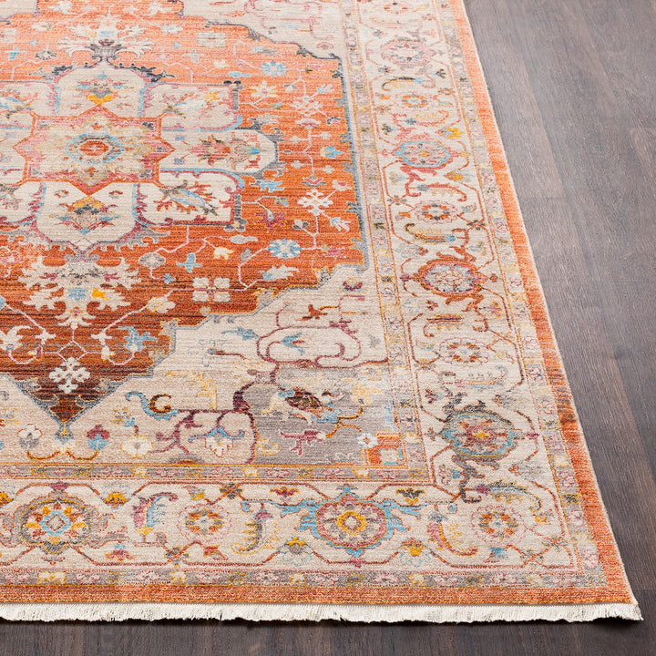 ETNEY RUG: SKY, ORANGE MULTI