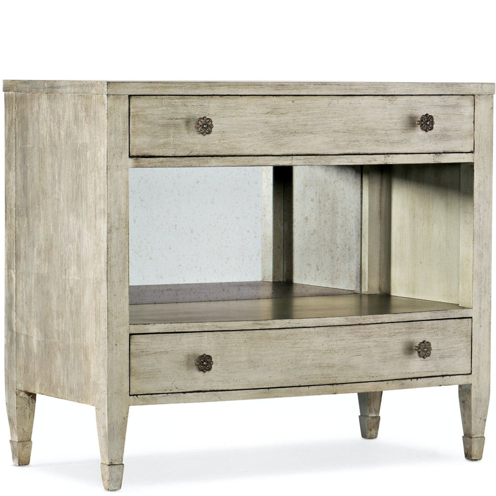 two drawer mirror nightstand