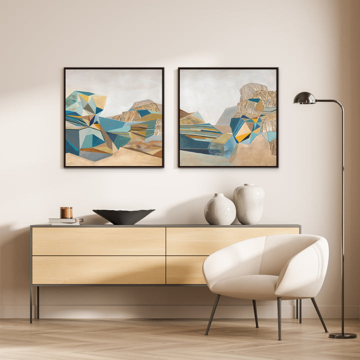 "GEOMETRIC LANDSCAPE" CANVAS ART DIPTYCH