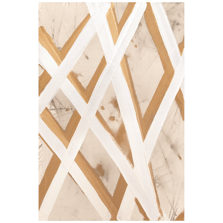 "GOLD PATHS I" NATURAL CANVAS HAND PAINTING