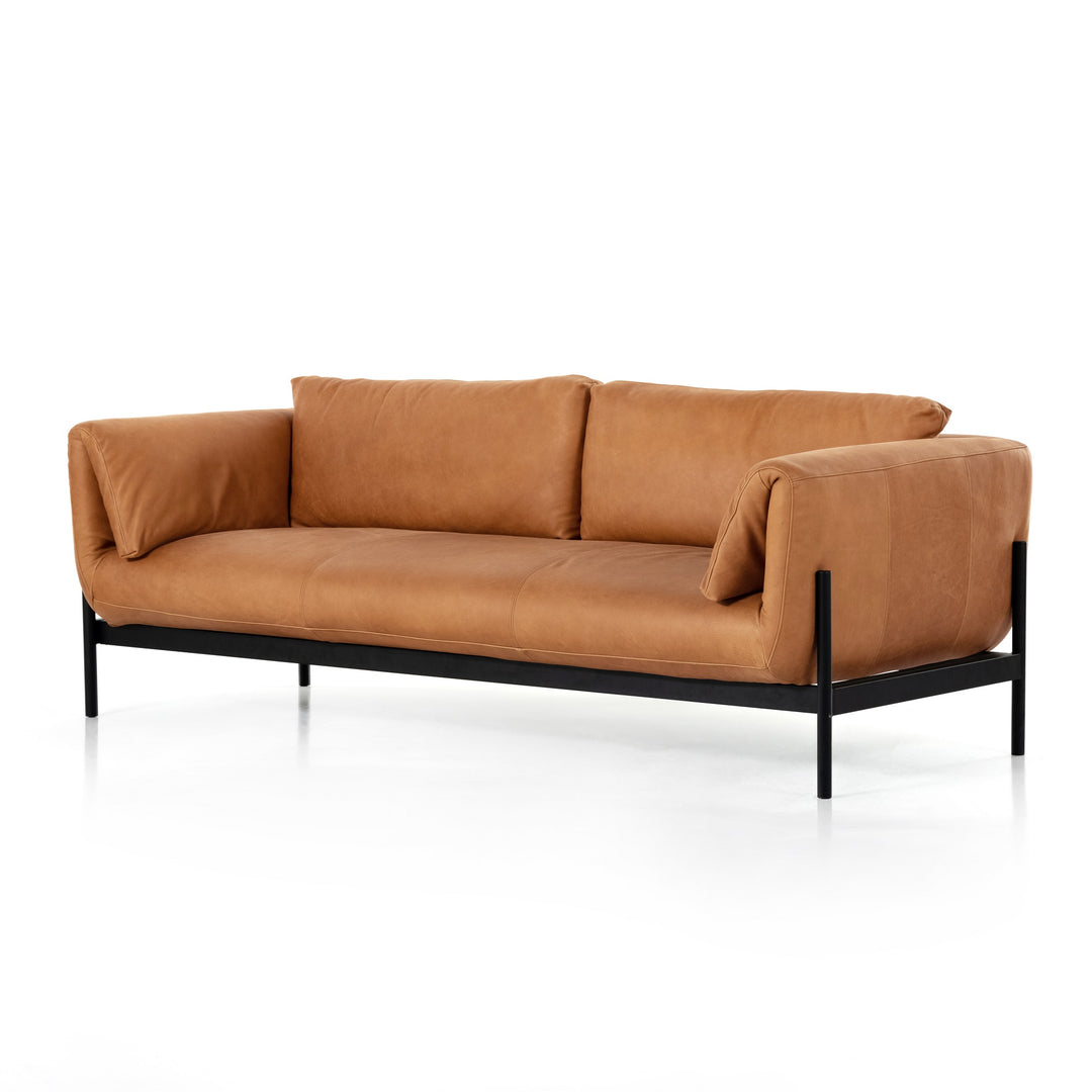 88" Camel Leather Sofa