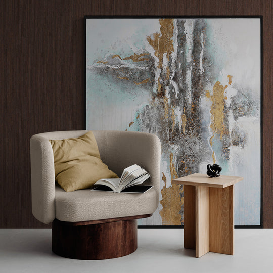 "MOUNTAIN MIST" METALLIC EMBELLISHED HANDPAINTED CANVAS ART