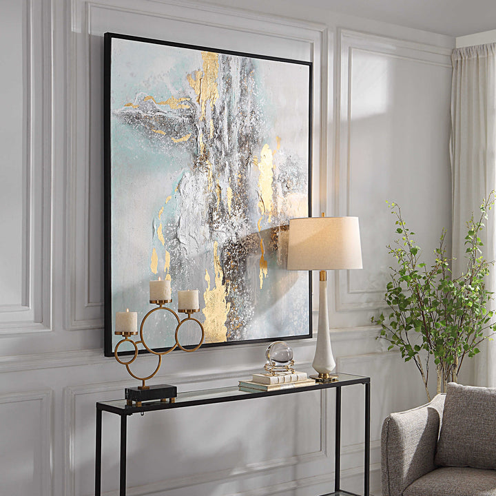 "MOUNTAIN MIST" METALLIC EMBELLISHED HANDPAINTED CANVAS ART