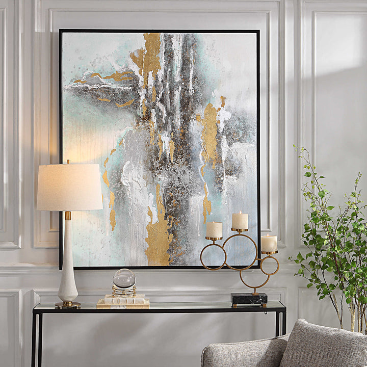 "MOUNTAIN MIST" METALLIC EMBELLISHED HANDPAINTED CANVAS ART