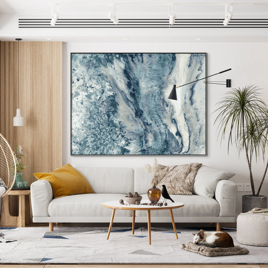 "NEUTRAL LAYERS II" METALLIC SILVER EMBELLISHED CANVAS ART