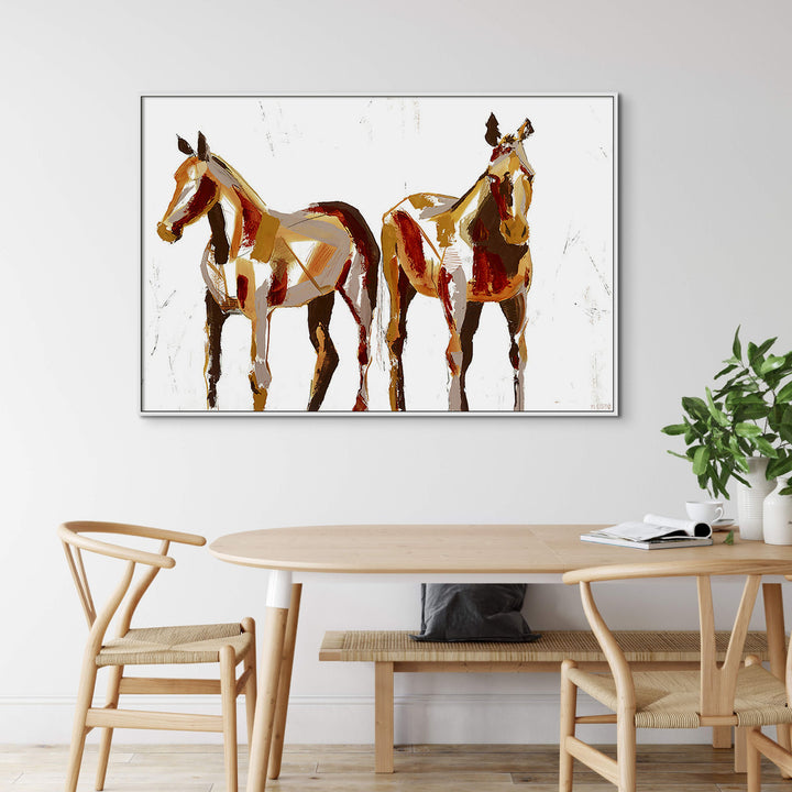 "PAINTED HORSES I" CANVAS ART