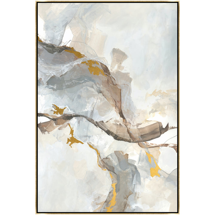 "PNEUMA" METALLIC GOLD EMBELLISHED CANVAS ART