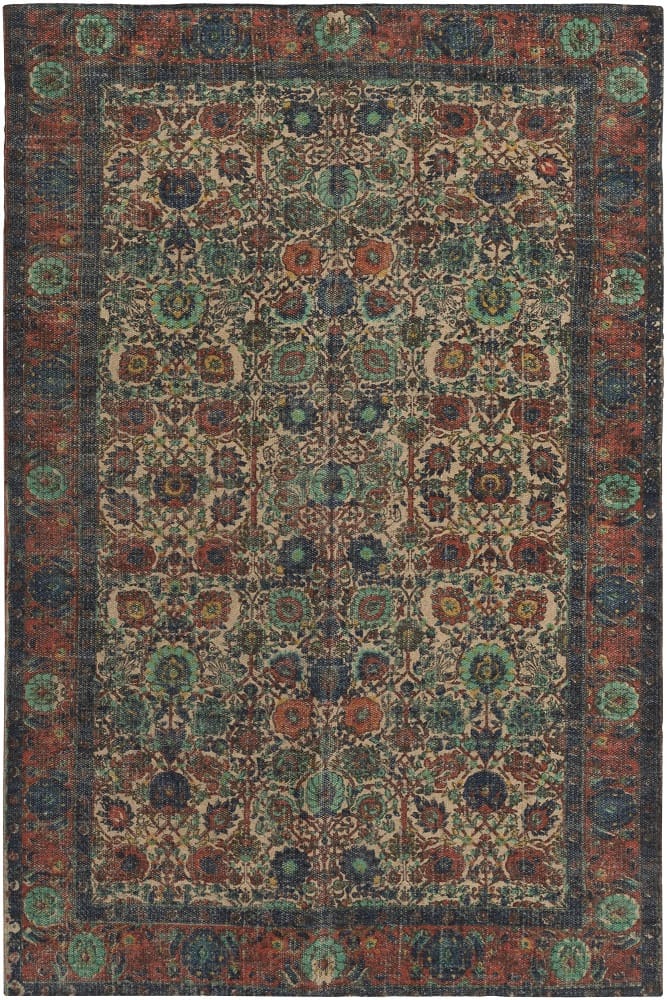 ANJA PRINTED JUTE RUG: NAVY, RED