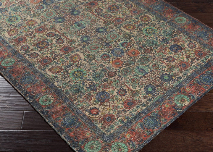 ANJA PRINTED JUTE RUG: NAVY, RED