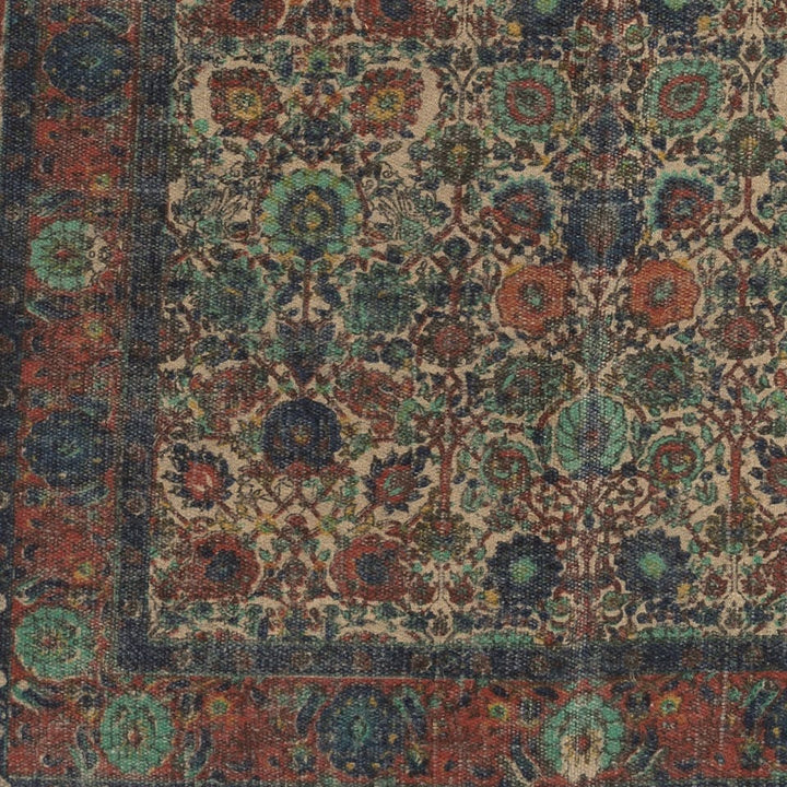 ANJA PRINTED JUTE RUG: NAVY, RED
