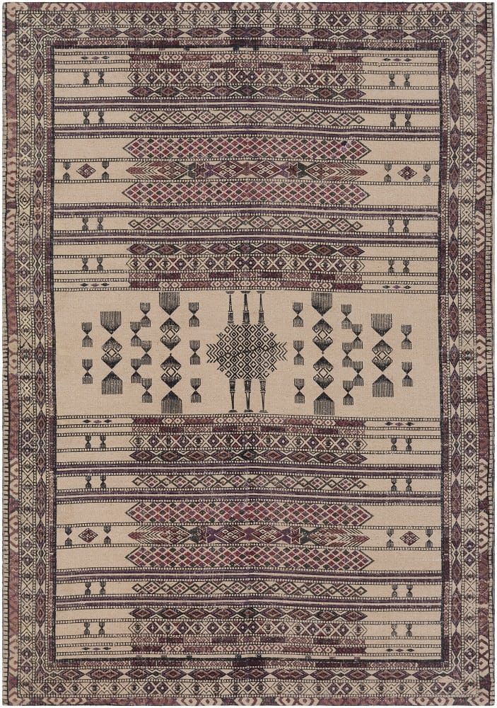 AVIVA PRINTED JUTE RUG: EGGPLANT