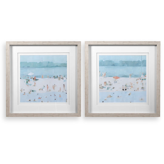 "SEA GLASS SANDBAR" GLASS FRAMED PRINTS | SET OF 2
