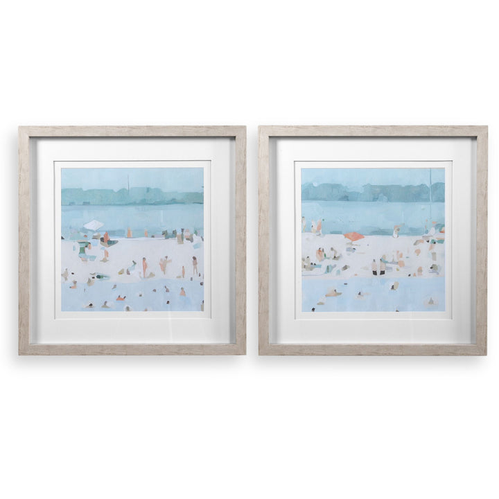"SEA GLASS SANDBAR" GLASS FRAMED PRINTS | SET OF 2