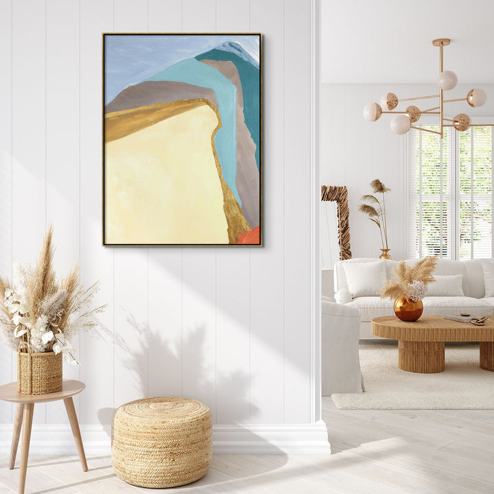 "SKY HILL" METALLIC GOLD EMBELLISHED CANVAS ART