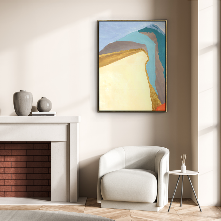 "SKY HILL" METALLIC GOLD EMBELLISHED CANVAS ART