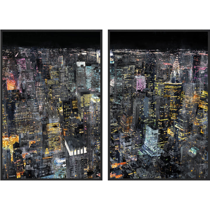 "STARRY CITY I & II" GLASS FRAMED ART