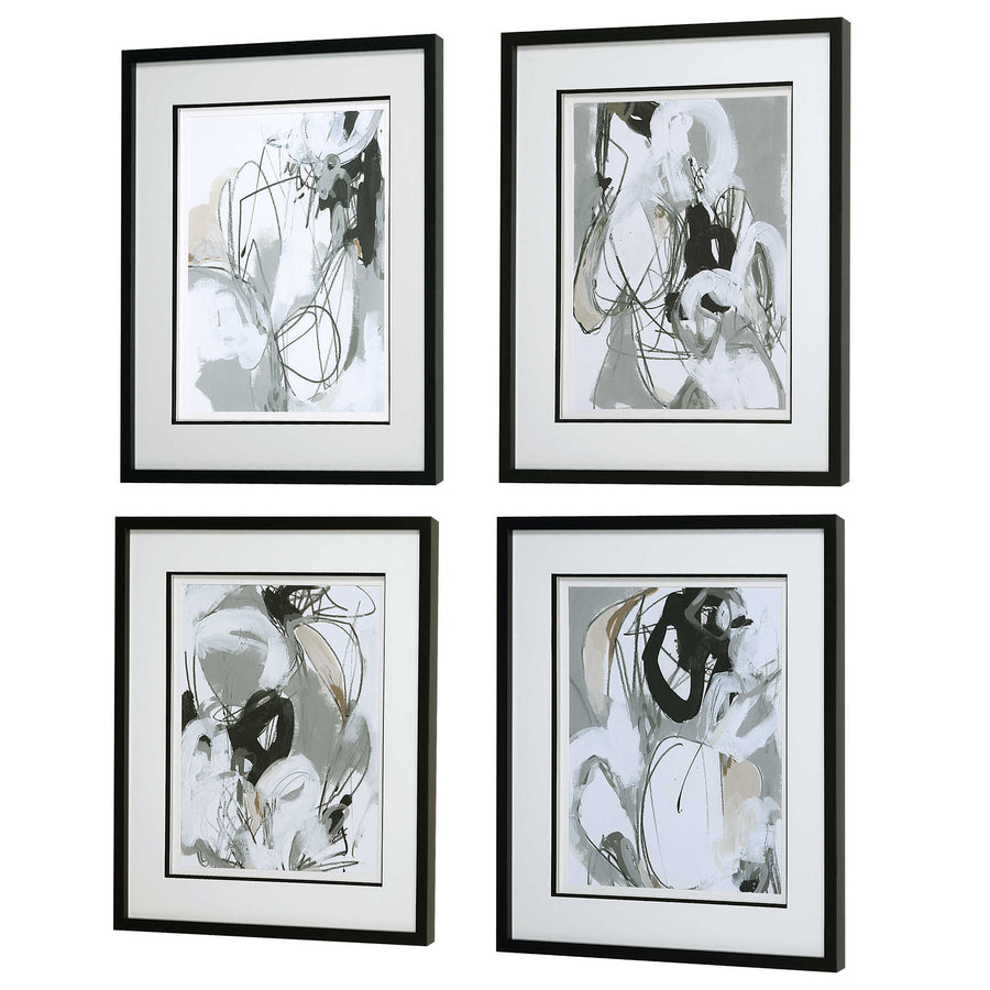 "TANGLED THREADS" GLASS FRAMED PRINTS | SET OF 4