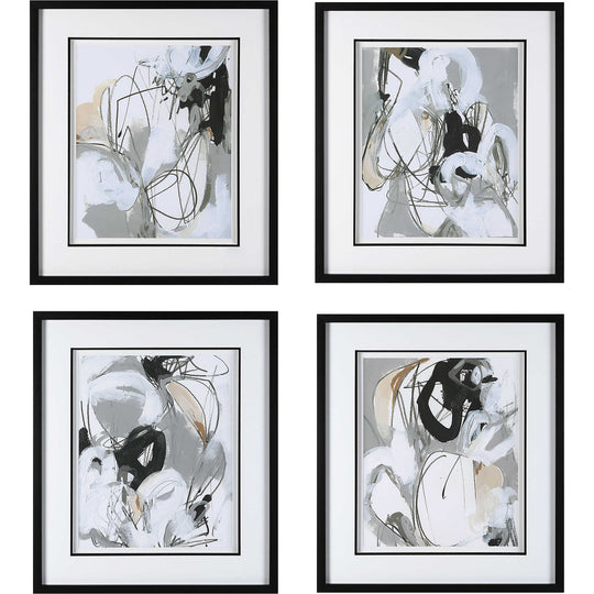 "TANGLED THREADS" GLASS FRAMED PRINTS | SET OF 4