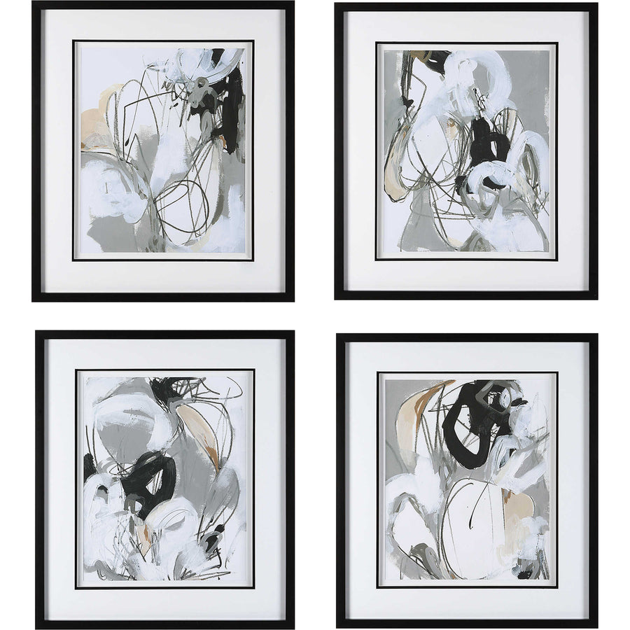 "TANGLED THREADS" GLASS FRAMED PRINTS | SET OF 4