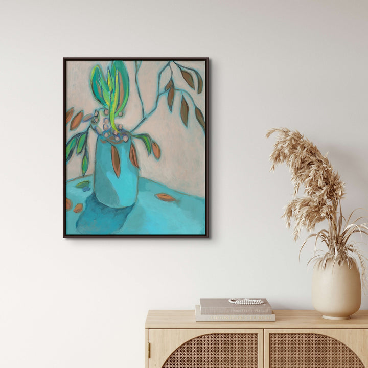 "TEAL TABLE PLANTS" CANVAS ART