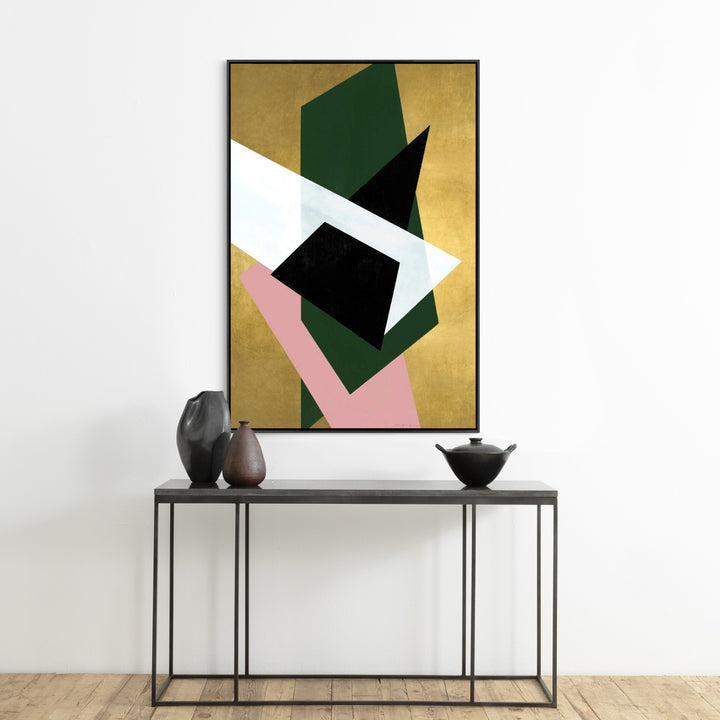 "URBAN JUXTAPOSITION PINK" METALLIC GOLD CANVAS ART