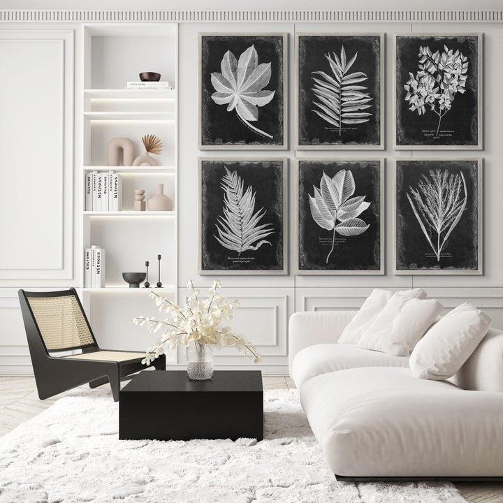 "VINTAGE FOLIAGE" GLASS FRAMED PRINTS | SET OF 6