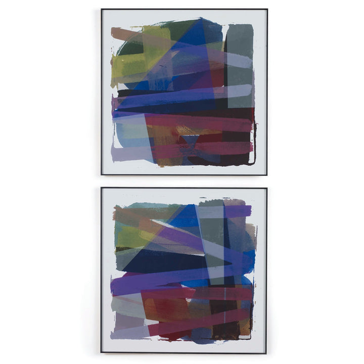 "VIVACIOUS" GLASS FRAMED ABSTRACT PRINTS | SET OF 2
