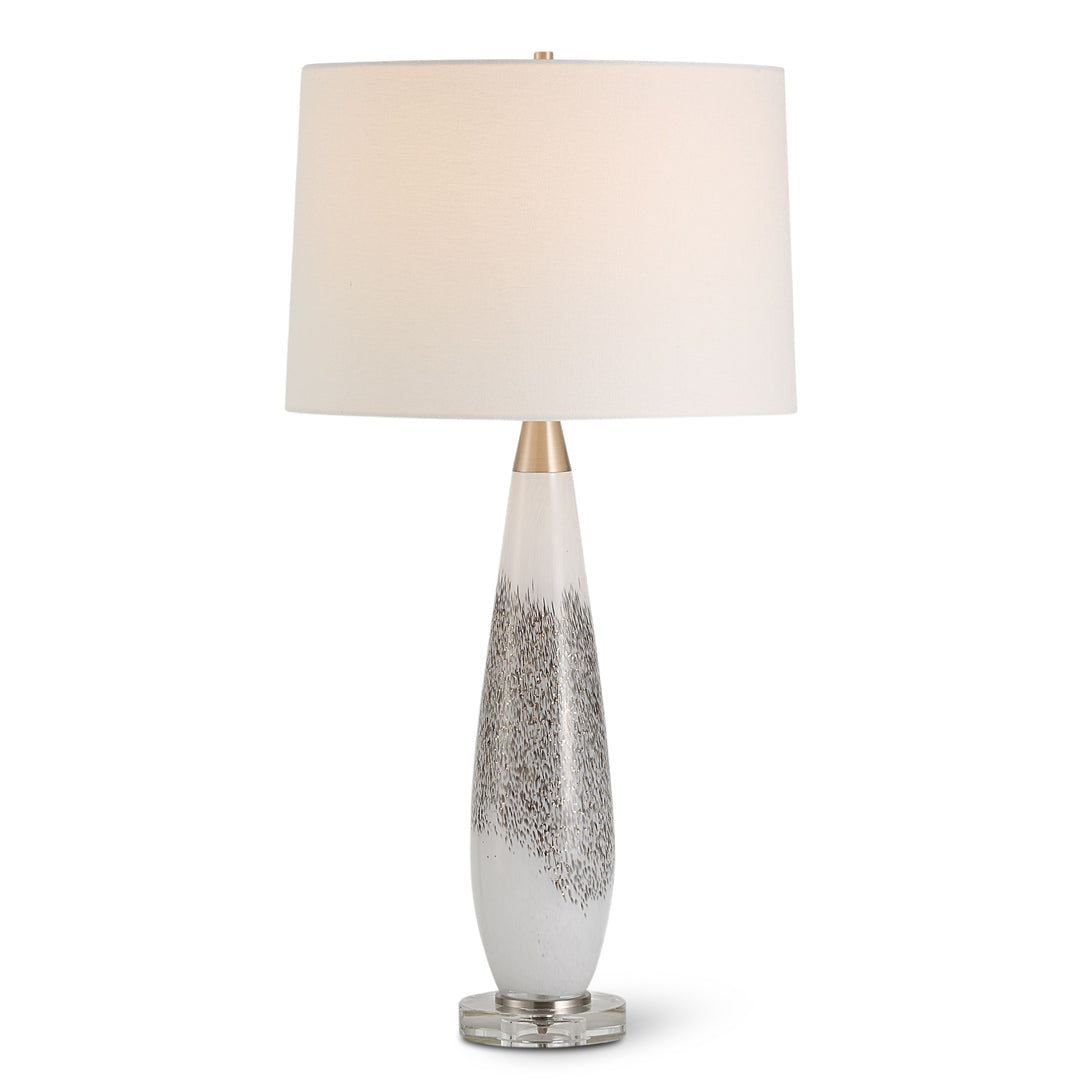 QUINN WHITE & SILVER GLASS TABLE LAMP