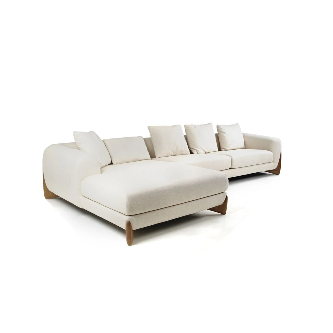 FLEURY CREAM FABRIC + WALNUT SECTIONAL SOFA