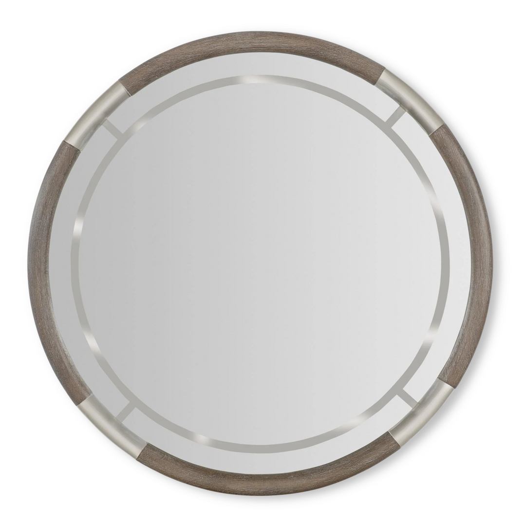 MODERN MOOD METAL ACCENTS ROUND MIRROR