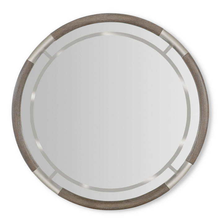 MODERN MOOD METAL ACCENTS ROUND MIRROR