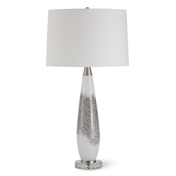 QUINN WHITE & SILVER GLASS TABLE LAMP