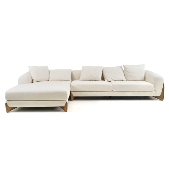 FLEURY CREAM FABRIC + WALNUT SECTIONAL SOFA