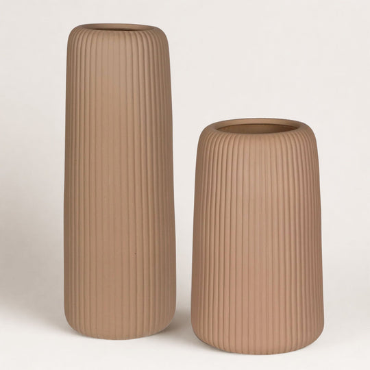 RIDGE EARTHENWARE VASES | SET OF 2