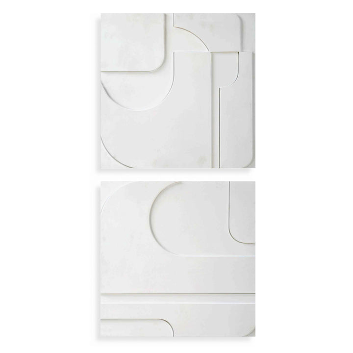 CONTOURS WHITE WALL TILES | SET OF 2