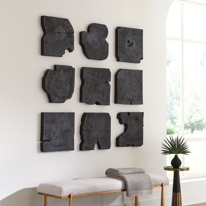 BAHATI BLACK WOOD WALL DECOR | SET OF 9
