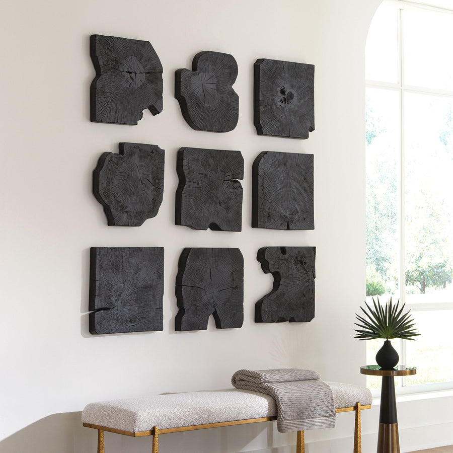 BAHATI BLACK WOOD WALL DECOR | SET OF 9