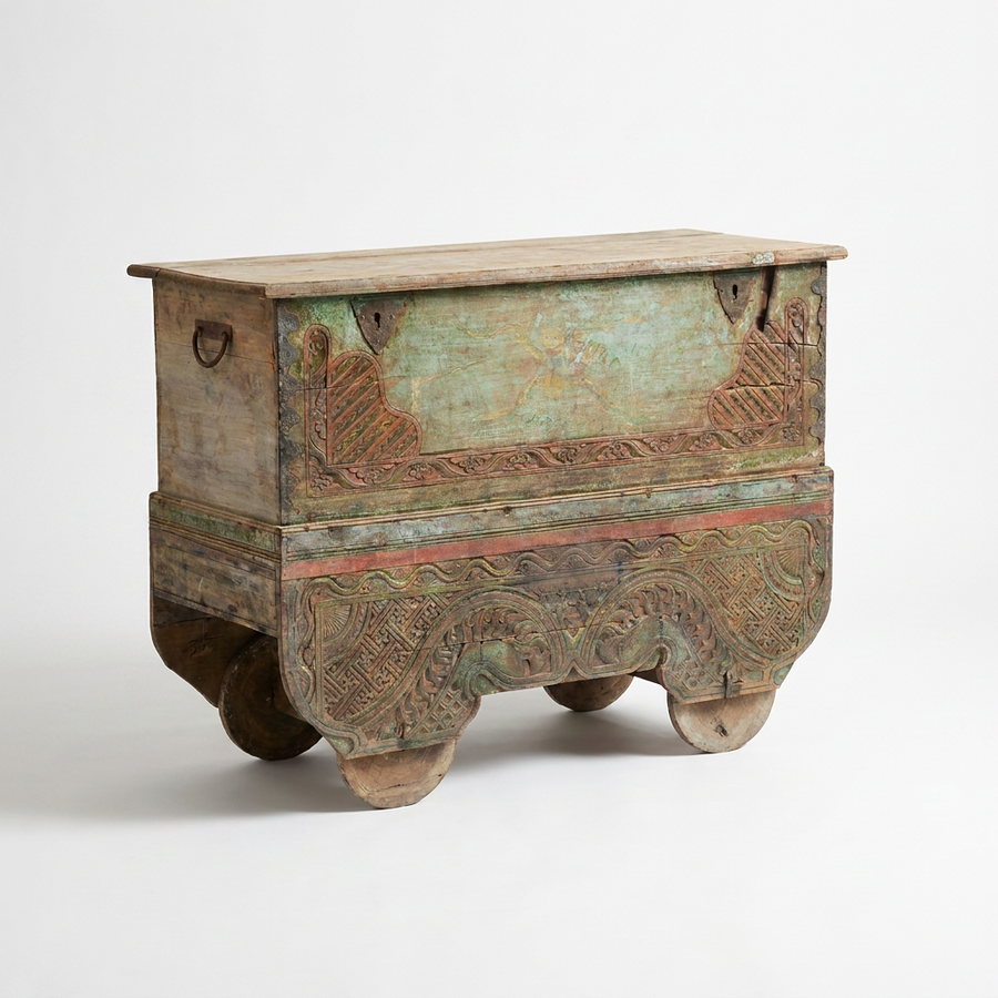 ORIGINAL ANTIQUE JAVANESE TRUNK CHEST