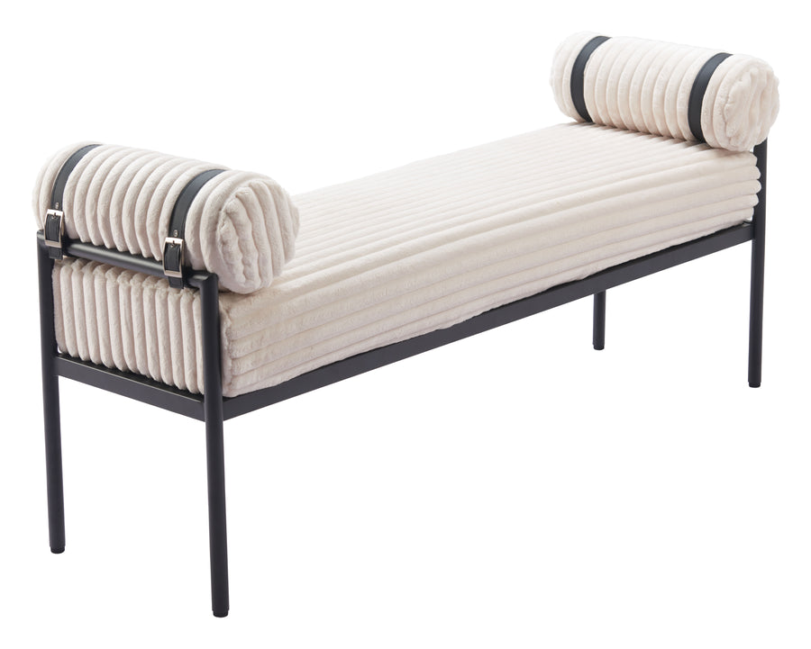 BARLOW BENCH: CREAM VELVETEEN CORDUROY