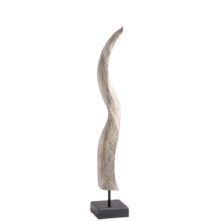 ADDAX WHITE WASH WOOD HORN SCULPTURES