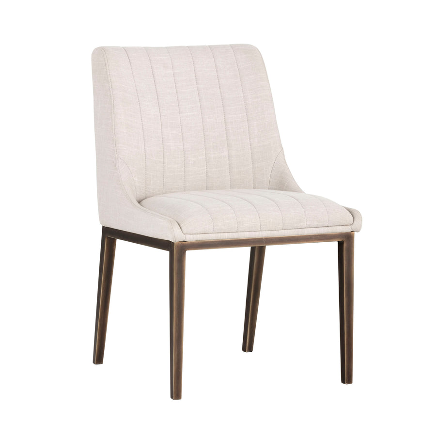 HALDEN DINING CHAIR - BEIGE LINEN - Front View