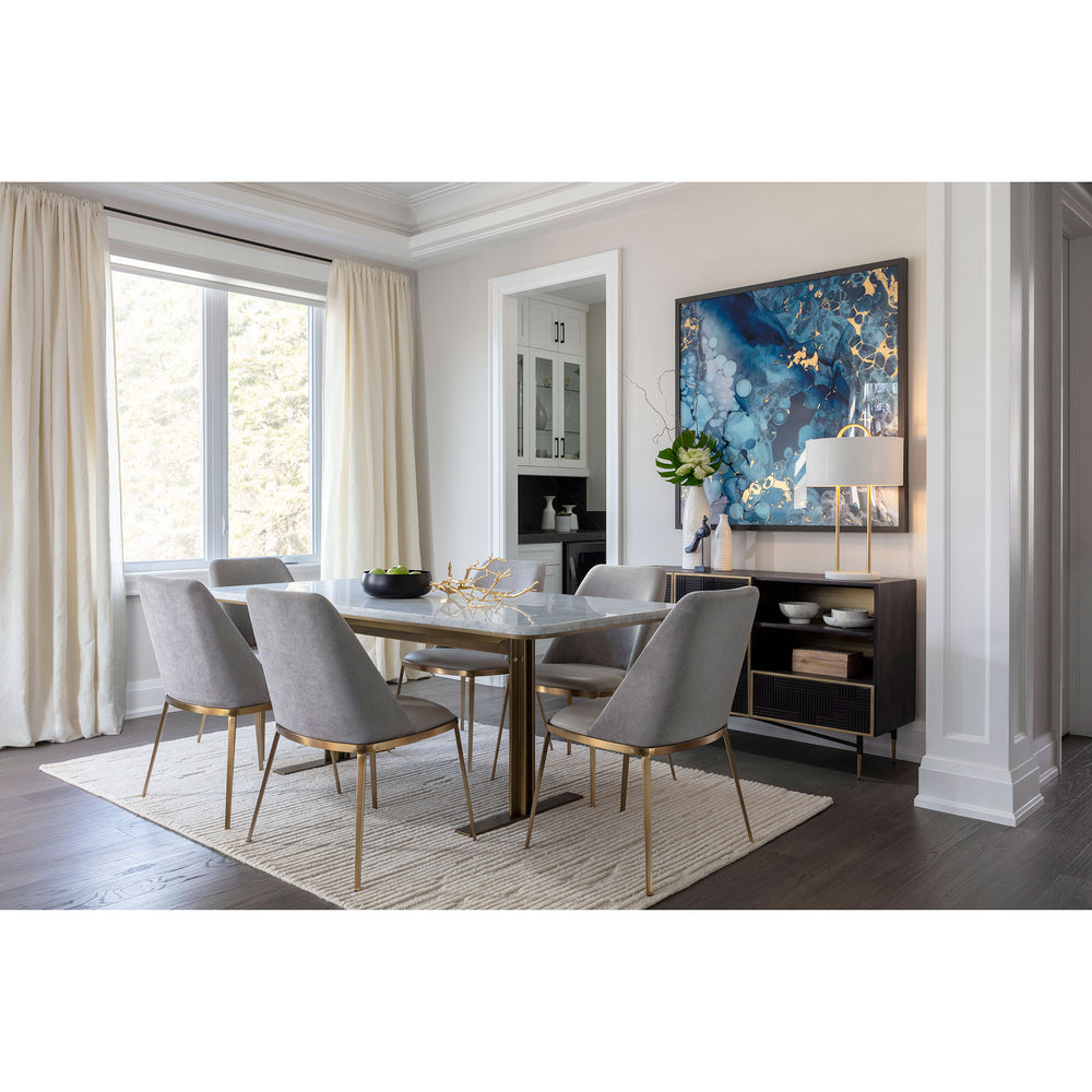 AMBROSIA 79" DINING TABLE - WHITE MARBLE - ROOM VIEW