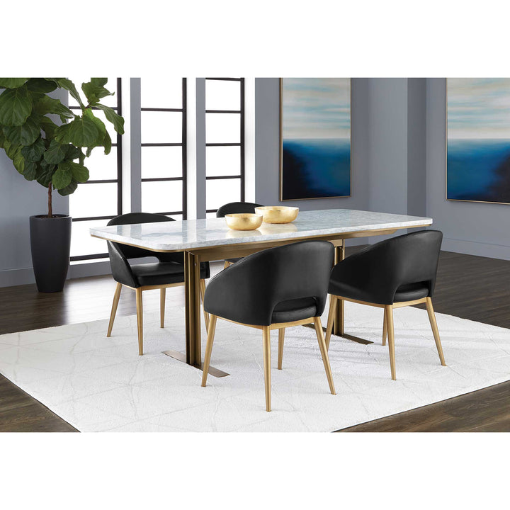 AMBROSIA 79" DINING TABLE - WHITE MARBLE - ROOM VIEW