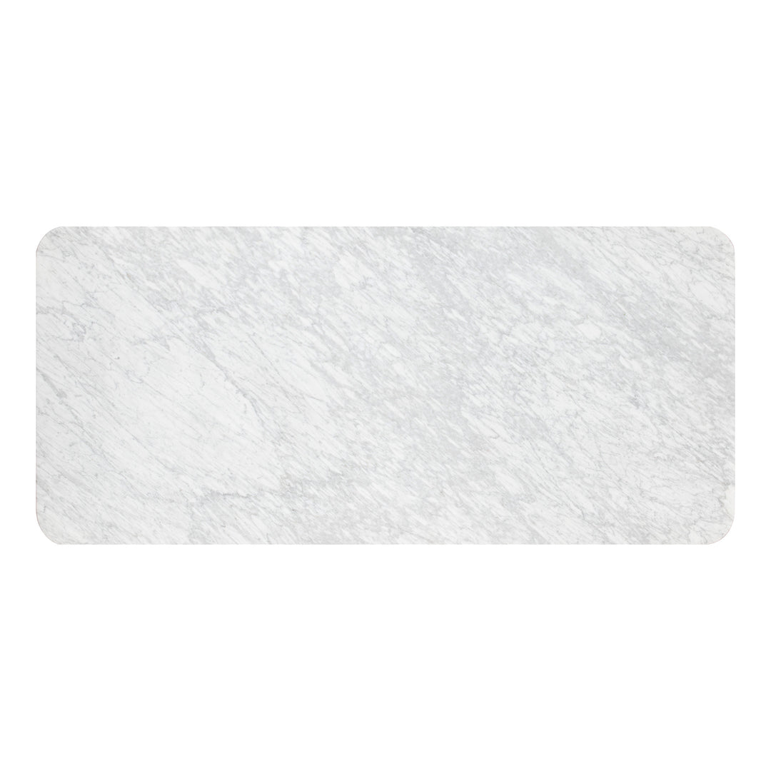 AMBROSIA 79" DINING TABLE - WHITE MARBLE - TOP VIEW