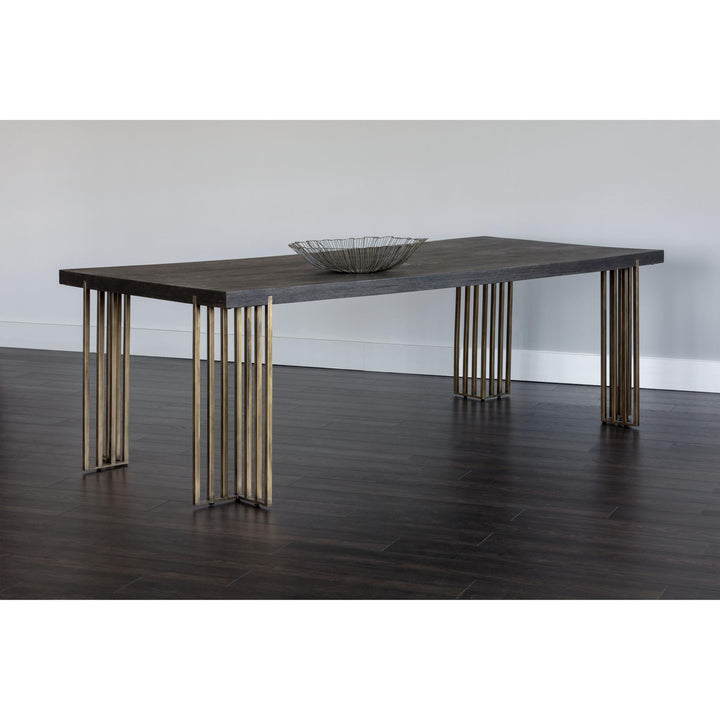 ALTO 94.5" DINING TABLE - DARK BROWN - SIDE VIEW