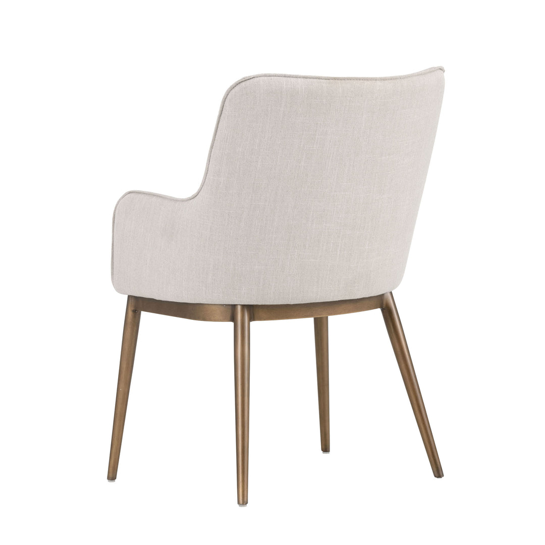 FRANKLIN DINING ARMCHAIR - BEIGE LINEN - Back View